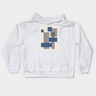 Stripes and Square Composition - Blue Kids Hoodie